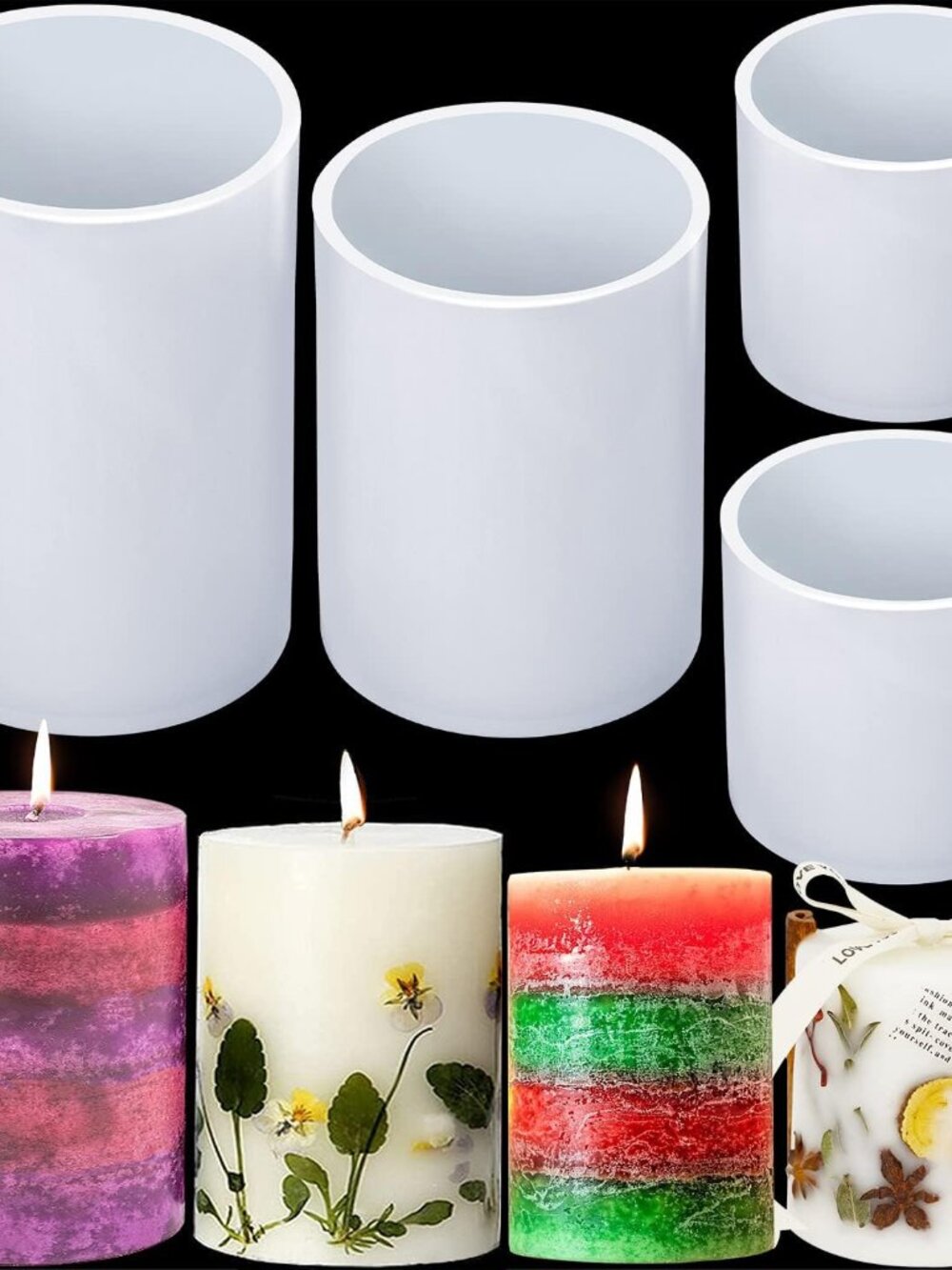 Candle Molds for Candle Making, 4Pcs Cylinder Silicone Mold